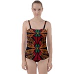 Fractal Floral Flora Ring Colorful Neon Art Twist Front Tankini Set