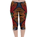 Fractal Floral Flora Ring Colorful Neon Art Velvet Capri Leggings 