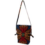 Fractal Floral Flora Ring Colorful Neon Art Folding Shoulder Bag