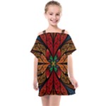 Fractal Floral Flora Ring Colorful Neon Art Kids  One Piece Chiffon Dress