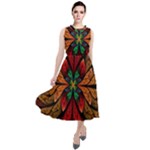 Fractal Floral Flora Ring Colorful Neon Art Round Neck Boho Dress