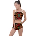 Fractal Floral Flora Ring Colorful Neon Art Summer Cropped Co-Ord Set