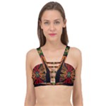 Fractal Floral Flora Ring Colorful Neon Art Cage Up Bikini Top