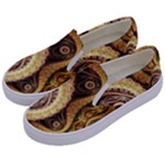 Fractal Floral Ornament Wave Vintage Retro Kids  Canvas Slip Ons