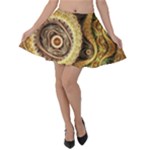 Fractal Floral Ornament Wave Vintage Retro Velvet Skater Skirt