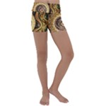 Fractal Floral Ornament Wave Vintage Retro Kids  Lightweight Velour Yoga Shorts