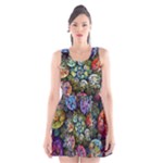 Floral Fractal 3d Art Pattern Scoop Neck Skater Dress