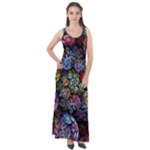 Floral Fractal 3d Art Pattern Sleeveless Velour Maxi Dress