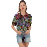 Floral Fractal 3d Art Pattern Tie Front Shirt 