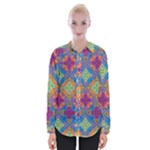 Colorful Flora Flora Kazakh Pattern Womens Long Sleeve Shirt