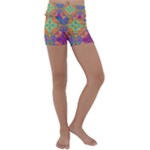 Colorful Flora Flora Kazakh Pattern Kids  Lightweight Velour Yoga Shorts