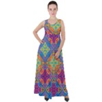 Colorful Flora Flora Kazakh Pattern Empire Waist Velour Maxi Dress