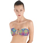 Colorful Flora Flora Kazakh Pattern Twist Bandeau Bikini Top