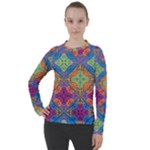 Colorful Flora Flora Kazakh Pattern Women s Pique Long Sleeve T-Shirt