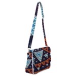 Fractal Triangle Geometric Abstract Pattern Shoulder Bag with Back Zipper