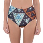 Fractal Triangle Geometric Abstract Pattern Reversible High-Waist Bikini Bottoms