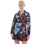 Fractal Triangle Geometric Abstract Pattern Women s Long Sleeve Casual Dress