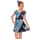 Fractal Triangle Geometric Abstract Pattern Kids  Cap Sleeve Dress