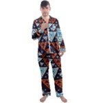 Fractal Triangle Geometric Abstract Pattern Men s Long Sleeve Satin Pajamas Set