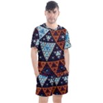 Fractal Triangle Geometric Abstract Pattern Men s Mesh T-Shirt and Shorts Set