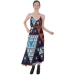 Fractal Triangle Geometric Abstract Pattern Tie Back Maxi Dress