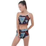 Fractal Triangle Geometric Abstract Pattern Summer Cropped Co-Ord Set