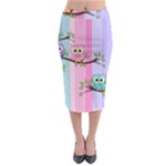 Owls Family Stripe Tree Midi Pencil Skirt