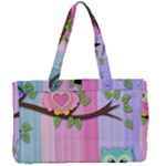 Owls Family Stripe Tree Canvas Work Bag