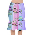 Owls Family Stripe Tree Short Mermaid Skirt