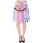 Owls Family Stripe Tree Velvet High Waist Skirt