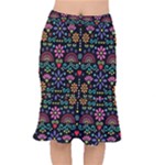 Mexican Folk Art Seamless Pattern Short Mermaid Skirt