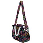 Mexican Folk Art Seamless Pattern Rope Handles Shoulder Strap Bag