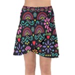 Mexican Folk Art Seamless Pattern Wrap Front Skirt