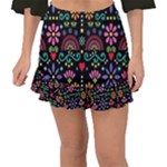 Mexican Folk Art Seamless Pattern Fishtail Mini Chiffon Skirt