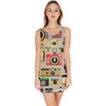 Retro Camera Pattern Graph Bodycon Dress