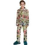 Retro Camera Pattern Graph Kids  Long Sleeve Velvet Pajamas Set