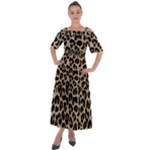 Leopard Animal Skin Patern Shoulder Straps Boho Maxi Dress 