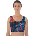 Wallet City Art Graffiti Velvet Crop Top