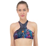 Wallet City Art Graffiti High Neck Bikini Top