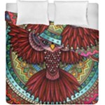 Colorful Owl Art Red Owl Duvet Cover Double Side (King Size)
