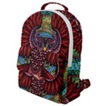 Colorful Owl Art Red Owl Flap Pocket Backpack (Small)