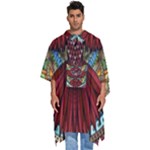 Colorful Owl Art Red Owl Men s Hooded Rain Ponchos