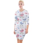 Pattern Stroller Carriage Texture Quarter Sleeve Hood Bodycon Dress