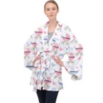 Pattern Stroller Carriage Texture Long Sleeve Velvet Kimono 
