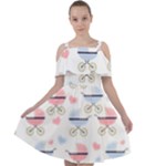 Pattern Stroller Carriage Texture Cut Out Shoulders Chiffon Dress