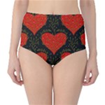 Love Hearts Pattern Style Classic High-Waist Bikini Bottoms