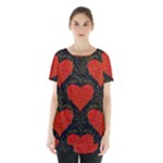 Love Hearts Pattern Style Skirt Hem Sports Top