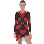 Love Hearts Pattern Style Asymmetric Cut-Out Shift Dress