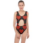 Love Hearts Pattern Style Center Cut Out Swimsuit