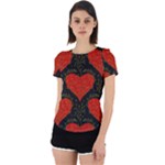 Love Hearts Pattern Style Back Cut Out Sport T-Shirt